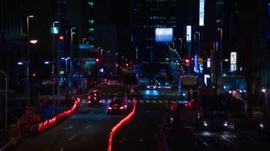 İş kasabasında gece atlamalı şehir caddesi. Shinjuku-ward Shinjuku Tokyo Japonya 01.22.2019 : Tokyo'da bir şehir konumudur. kamera : Canon Eos 5d mark4
