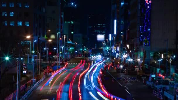 Lasso Notte Strada Urbana Presso Città Affari Shinjuku Ward Shinjuku — Video Stock