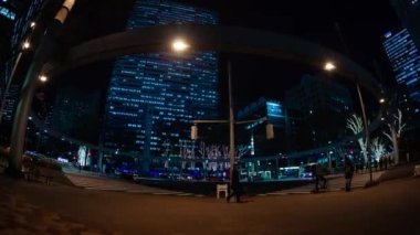 İş kasabasında gece atlamalı şehir caddesi. Shinjuku-ward Shinjuku Tokyo Japonya 01.22.2019 : Tokyo'da bir şehir konumudur. kamera : Canon Eos 5d mark4