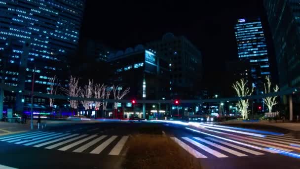 Nocne Upływ Czasu Miejskiej Ulicy Mieście Biznesowym Shinjuku Ward Shinjuku — Wideo stockowe