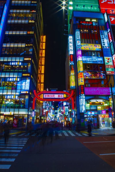 Night Time Lapse Street Neon Town Shinjuku Ward Kabuki Cho — Stock Photo, Image