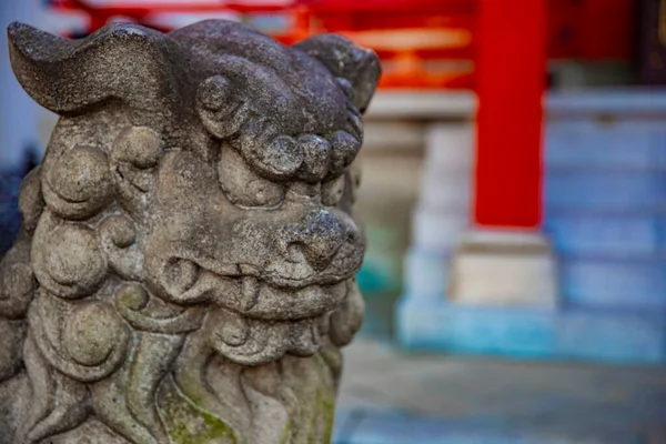 Statue Schutzhund Traditionellen Schrein Chiyoda District Tokyo Japan 2019 Ist — Stockfoto