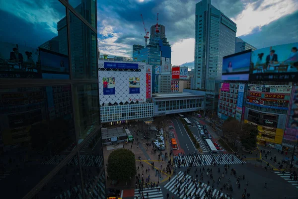 Famoso Cruzamento Ângulo Alto Tiro Largo Durante Dia Shibuya Ward — Fotografia de Stock