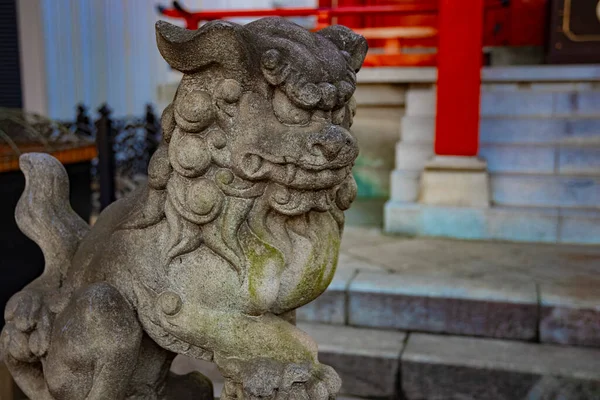 Statua Cane Custode Presso Santuario Tradizionale Distretto Chiyoda Tokyo Giappone — Foto Stock