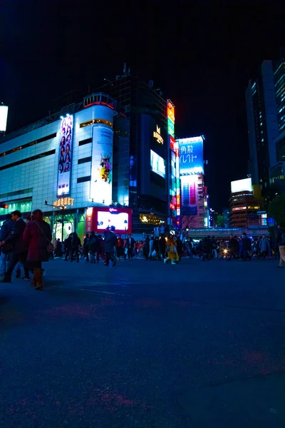 Night Crossing Neon Town Shibuya Ward Tokyo Japan 2019 Center — Stock Photo, Image