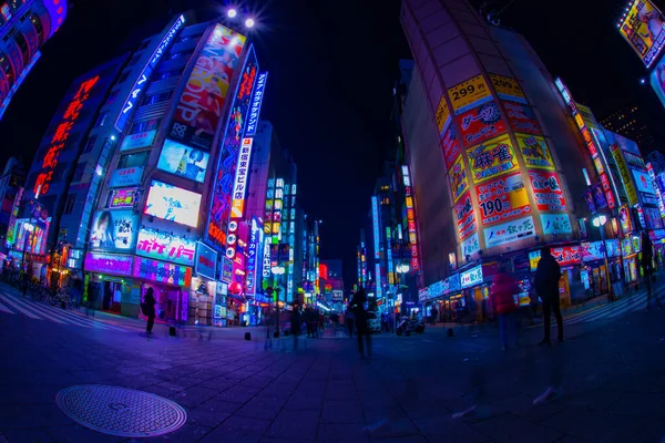 Die Nächtliche Zeitraffer Straße Der Neonstadt Shinjuku Station Kabuki Cho — Stockfoto