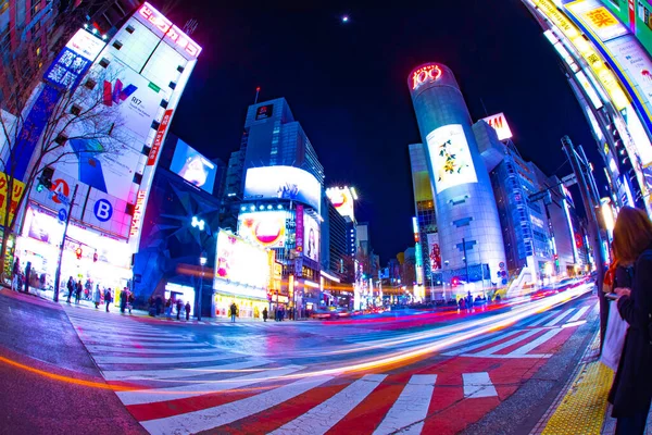 Nattkorsning Vid Neonstaden Shibuya Ward Tokyo Japan 2019 Det Ett — Stockfoto