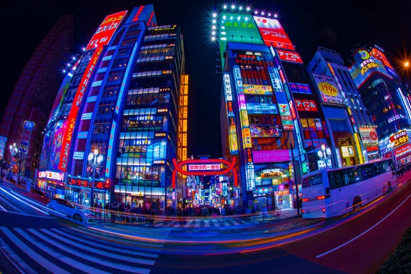 Natt Tid Lapse Street Neon Town Shinjuku Ward Kabuki Cho — Stockfoto