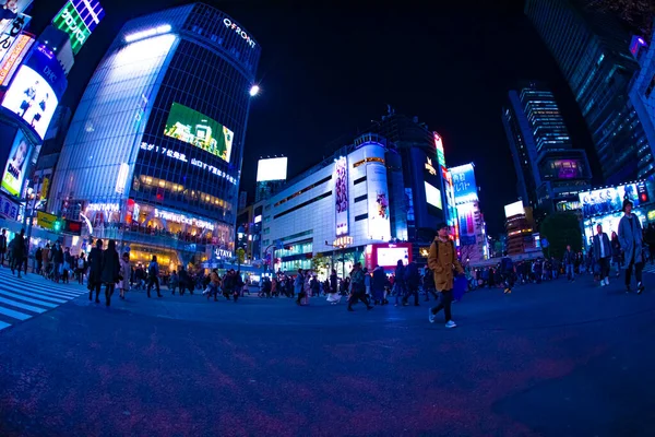 Éjszakai Átkelés Neon Városban Shibuya Kerület Tokió Japán 2019 Város — Stock Fotó