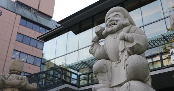 Estátua Anjo Guarda Tradicional Santuário Copyspace Chiyoda Distrito Tóquio Japão — Vídeo de Stock