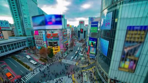 Timelapse Célèbre Traversée Grand Angle Grand Angle Inclinaison Diurne Shibuya — Video