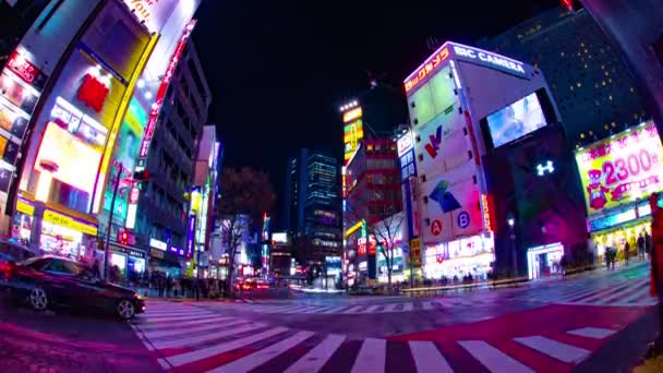 Cruce Nocturno Lapsos Inclinación Neón Shibuya Ward Tokyo Japan 2019 — Vídeos de Stock