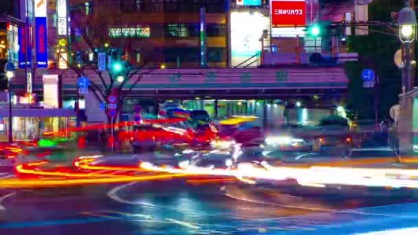 Night Time Lapse Crossing Neon Town Shibuya Ward Tokyo Japan — Stock Video