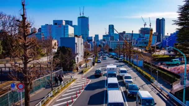 Timelapse Calle Cerca Construcción Ciudad Negocios Cámara Shibuya Tokyo Japón — Vídeo de stock