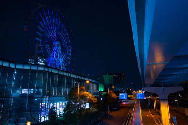 夜の遊園地で観覧車 江東区お台場東京ジャパン 2018 夜の観覧車 時間経過 カメラ キヤノン Eos Mark4 — ストック写真