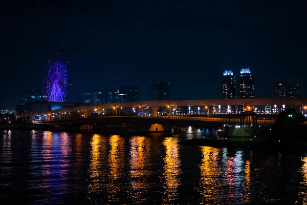 Ferris Kerék Vidámparkban Éjjel Koutou Odaiba Tokyo Japan 2018 Egy — Stock Fotó