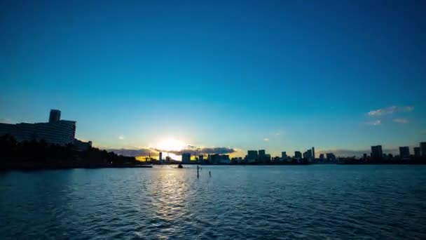 Sunset Timelapse Bay Area Business Town Wide Shot Koutou Odaiba — Stock Video