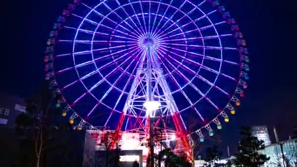 Чортове Колесо Луна Парк Нічний Час Kkou Odaiba Токіо Японія — стокове відео