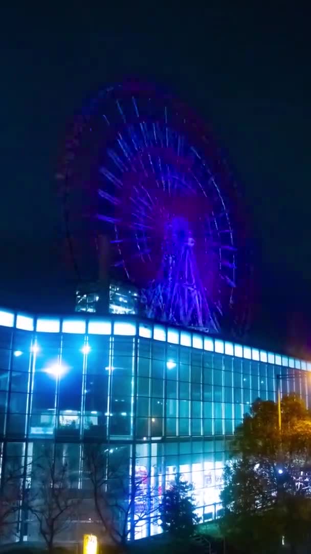Grande Roue Près Rivière Nuit Coup Vertical Koutou Odaiba Tokyo — Video