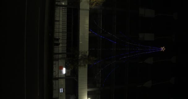 Illuminated Blue Light Building Shinjuku Ichigaya Tokyo Japan 2018 Illuminated — Stock Video