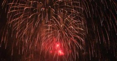 Havai fişekler gece karanlık gökyüzü arkasında. Koutou-ku Odaiba Tokyo Japonya - 12.08.2018: Bu s Tokyo şehir konum. fotoğraf makinesi: Canon Eos 5d mark4