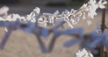 Geleneksel Japon tapınağında Oracles. Suginami-ku Tokyo Japonya-01.08.2018: Bu geleneksel tapınakta Omikuji denilen bir Japon Oracle s. Kamera: Canon EOS 5D mark4