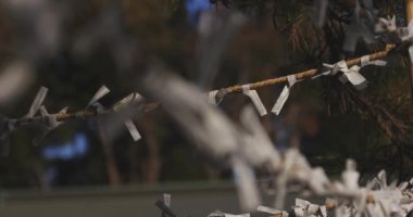 Geleneksel Japon tapınağında Oracles. Suginami-ku Tokyo Japonya-01.08.2018: Bu geleneksel tapınakta Omikuji denilen bir Japon Oracle s. Kamera: Canon EOS 5D mark4