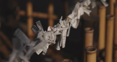 Geleneksel Japon tapınağında Oracles. Suginami-ku Tokyo Japonya-01.08.2018: Bu geleneksel tapınakta Omikuji denilen bir Japon Oracle s. Kamera: Canon EOS 5D mark4