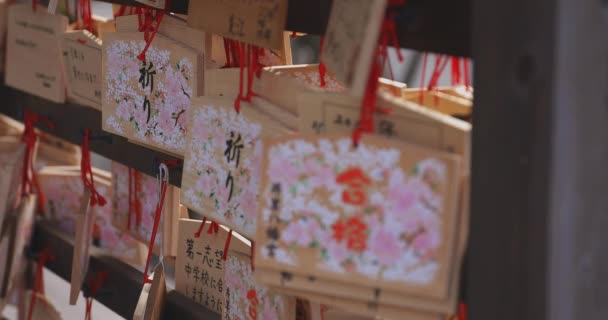 Вотивные Таблички Традиционном Японском Храме Suginami Tokyo Japan 2019 Votive — стоковое видео