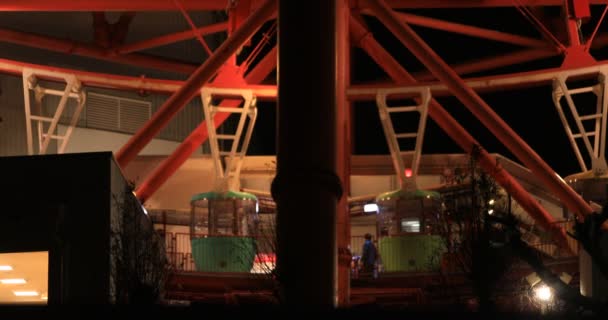 Ferrisův Volant Zábavním Parku Noci Uprostřed Kutou Odaiba Tokio Japan — Stock video