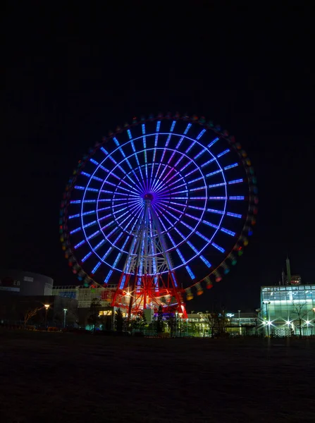 Временное Колесо Обозрения Парке Аттракционов Ночью Koutou Odaiba Tokyo Japan — стоковое фото