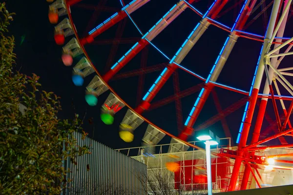 Time Lapse Ferris Rueda Parque Atracciones Por Noche Koutou Odaiba —  Fotos de Stock