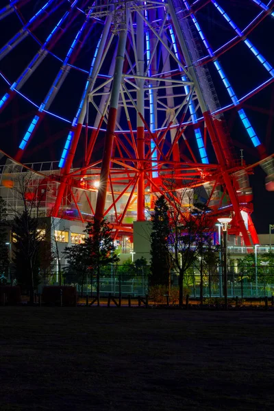 Time Lapse Diabelski Młyn Parku Rozrywki Nocy Koutou Odaiba Tokyo — Zdjęcie stockowe