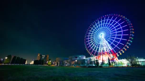 Проміжок Часу Чортове Колесо Луна Парк Нічний Час Kkou Odaiba — стокове відео