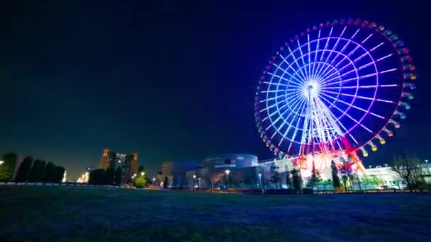 Roda Gigante Lapso Tempo Parque Diversões Noite Koutou Odaiba Tokyo — Vídeo de Stock