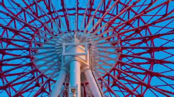 Временное Колесо Обозрения Голубым Небом Парке Развлечений Камера Canon Eos — стоковое видео
