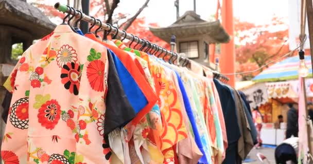 Tradiční Oblečení Japonské Svatyni Kjóto Shi Kjóto Japonsko 2018 Kimono — Stock video