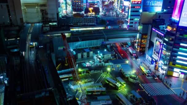 Tempo Noturno Caduca Perto Cruzamento Estação Shibuya Ward Tokyo Japan — Vídeo de Stock