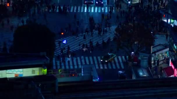 Passaggio Notturno Vicino All Incrocio Alla Stazione Shibuya Ward Tokyo — Video Stock