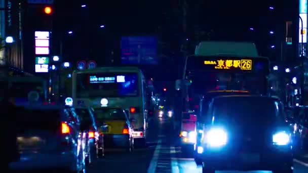 Nacht Time Lapse Achter Kyoto Toren Binnenstad Kyoto Shi Kyoto — Stockvideo