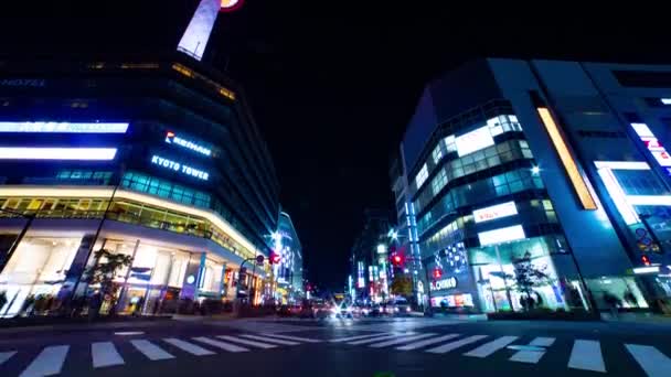 Nacht Time Lapse Achter Kyoto Toren Binnenstad Kyoto Shi Kyoto — Stockvideo