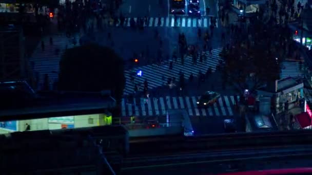 Tempo Noturno Caduca Perto Cruzamento Estação Shibuya Ward Tokyo Japan — Vídeo de Stock