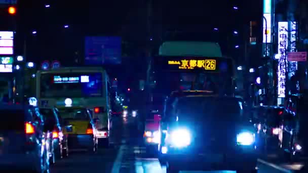 Ночное Время Позади Киотской Башни Центре Города Киото Киото Япония — стоковое видео