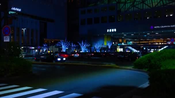 夜のダウンタウンに京都タワーの背後にある時間が経過 京都市京都市日本 2018 京都市内中心部 カメラ キヤノン Eos Mark4 — ストック動画