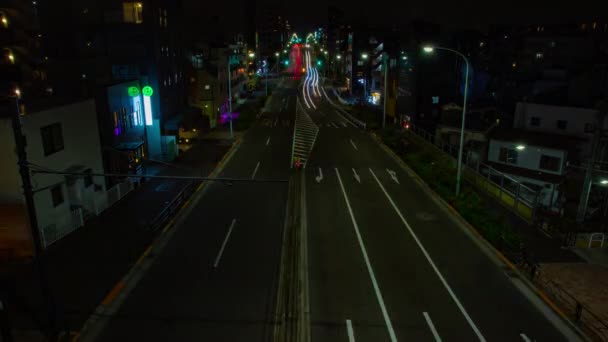 夜駅踏切近く時間が経過 渋谷区東京 2018 — ストック動画