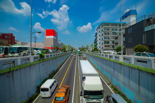 Een File Hoofdstraat Tokio Hoge Kwaliteit Foto Tokyo Japan 2022 — Stockfoto