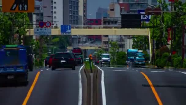 Временная Пробка Городской Улице Токио Длинный Наклон Выстрела Высококачественные Кадры — стоковое видео