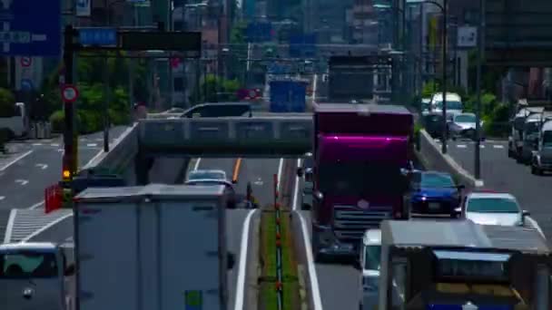 Временная Пробка Городской Улице Токио Длинный Выстрел Зума Высококачественные Кадры — стоковое видео