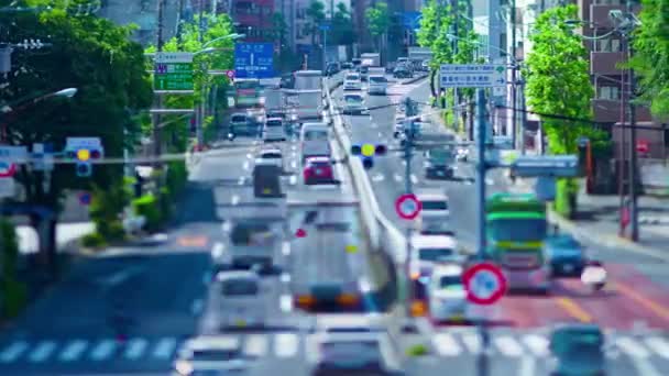 Timelapse Del Atasco Tráfico Miniatura Calle Urbana Tokio Panorámica Imágenes — Vídeos de Stock