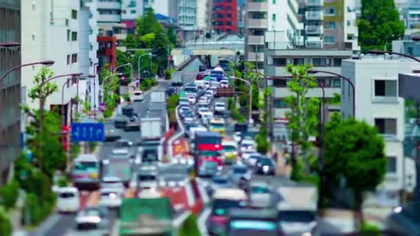 Timelapse Miniatyr Trafikstockning Den Urbana Gatan Tokyo Zoom Högkvalitativ Film — Stockvideo